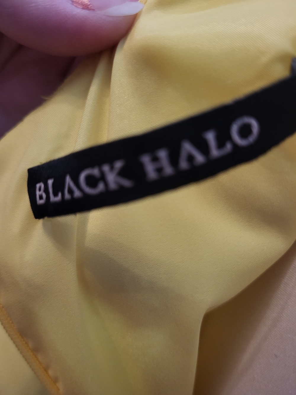 Black Halo Lemon Yellow Cowl Neck Midi Dress with Slim Belt - Picture 3 of 3